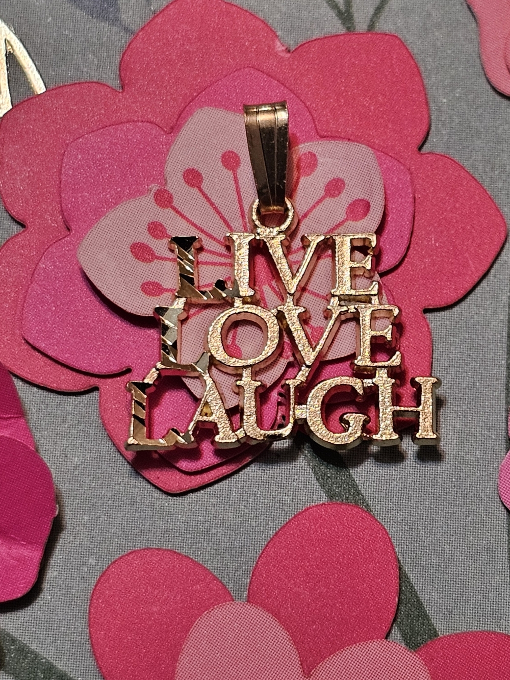 10K Gold "Live Love Laugh" Pendant